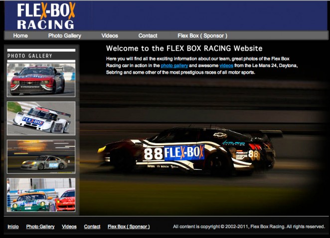 custom web design and development for Flex box racing
